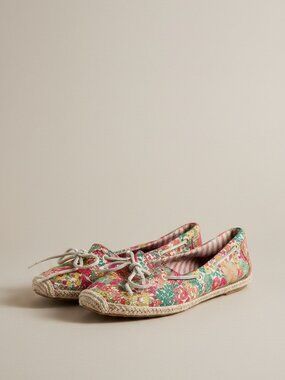 Sperry Floral Espadrille Flats — Canvas Bow Slip‑On Shoes
